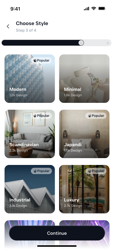 Archythink style selection screen